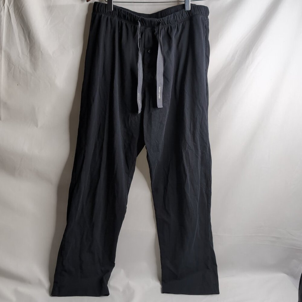 David Archy Men's Black Straight Leg Pants Elastic Waist/Drawstrings, Size L